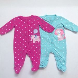 Carter's Set of Two Footed Cotton Onesies, Size 6M